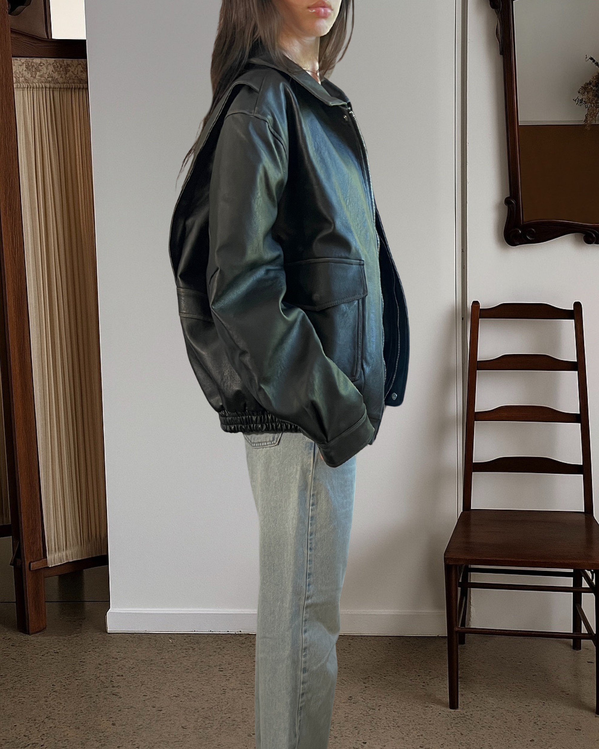 BRN Vegan Leather Bomber