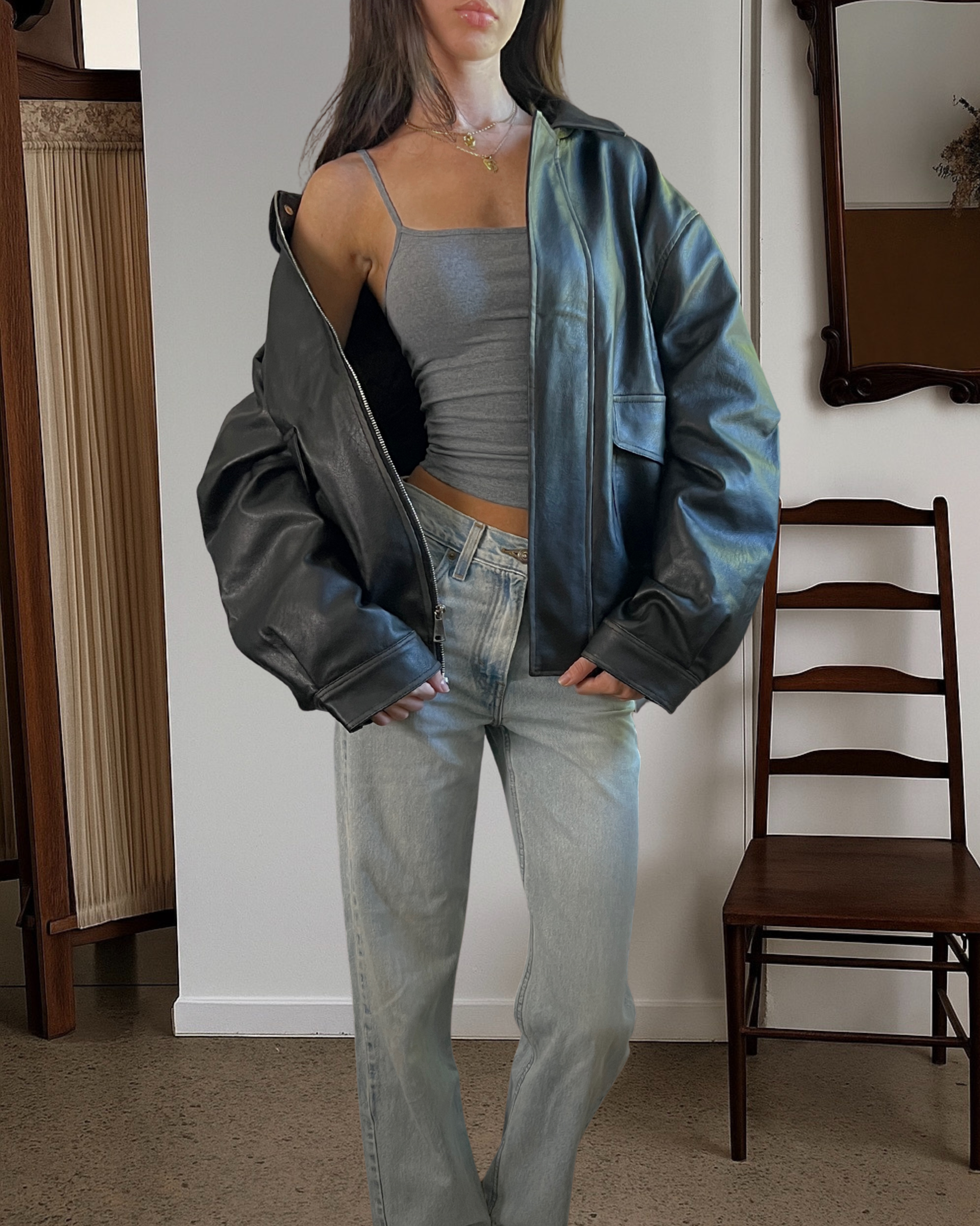 BRN Vegan Leather Bomber