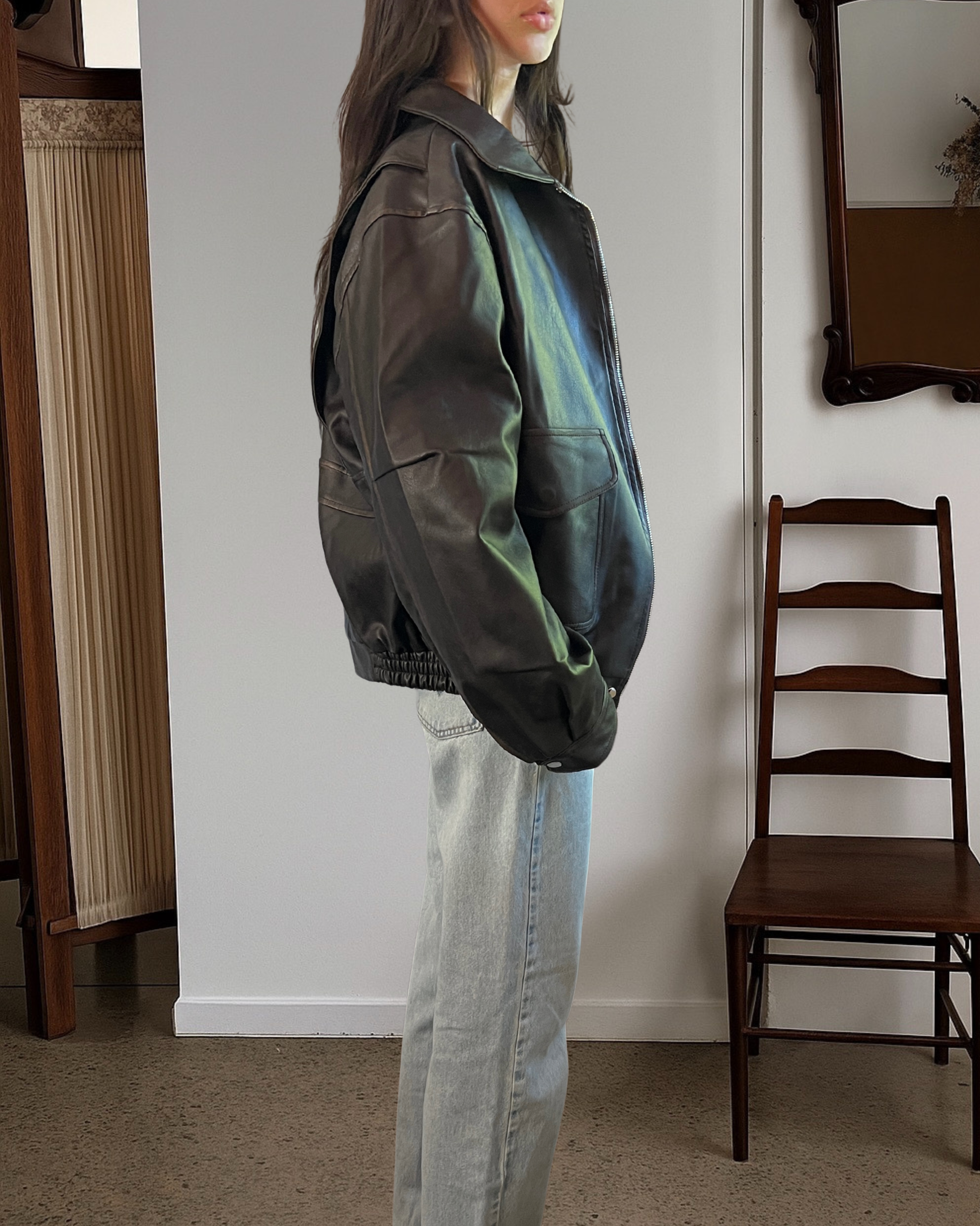 BLK Vegan Leather Bomber