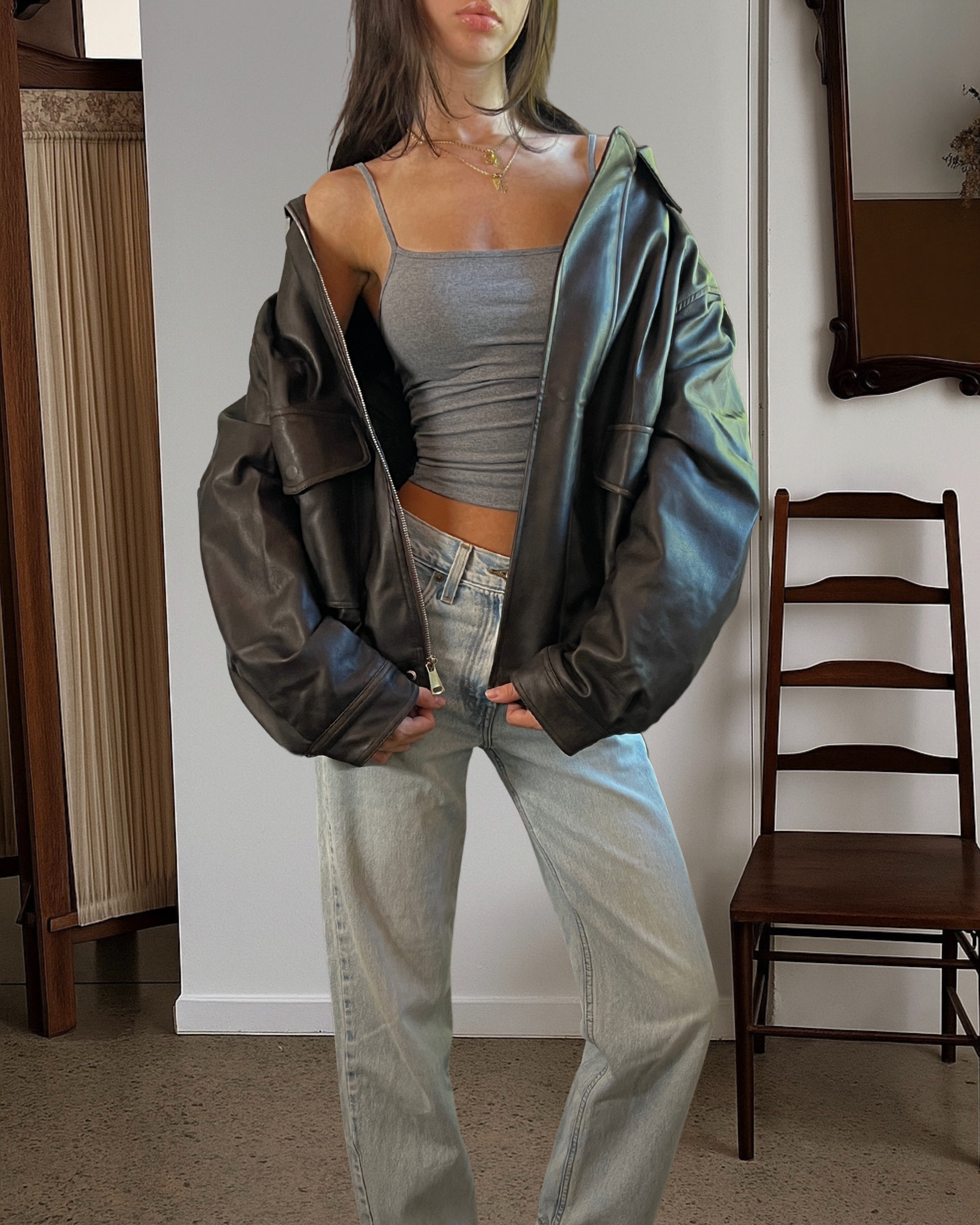 BLK Vegan Leather Bomber