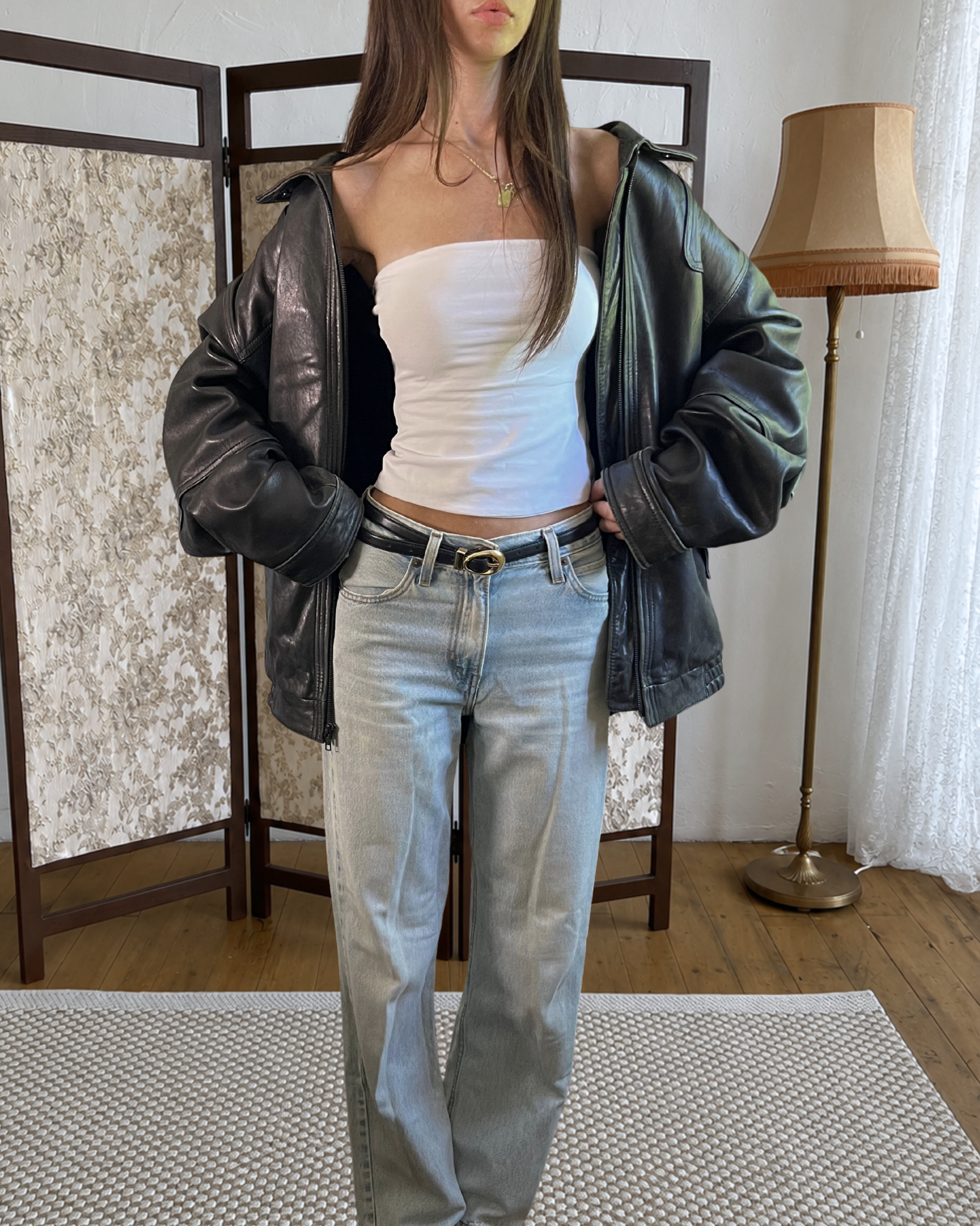 Daisy Leather Bomber