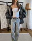 Daisy Leather Bomber