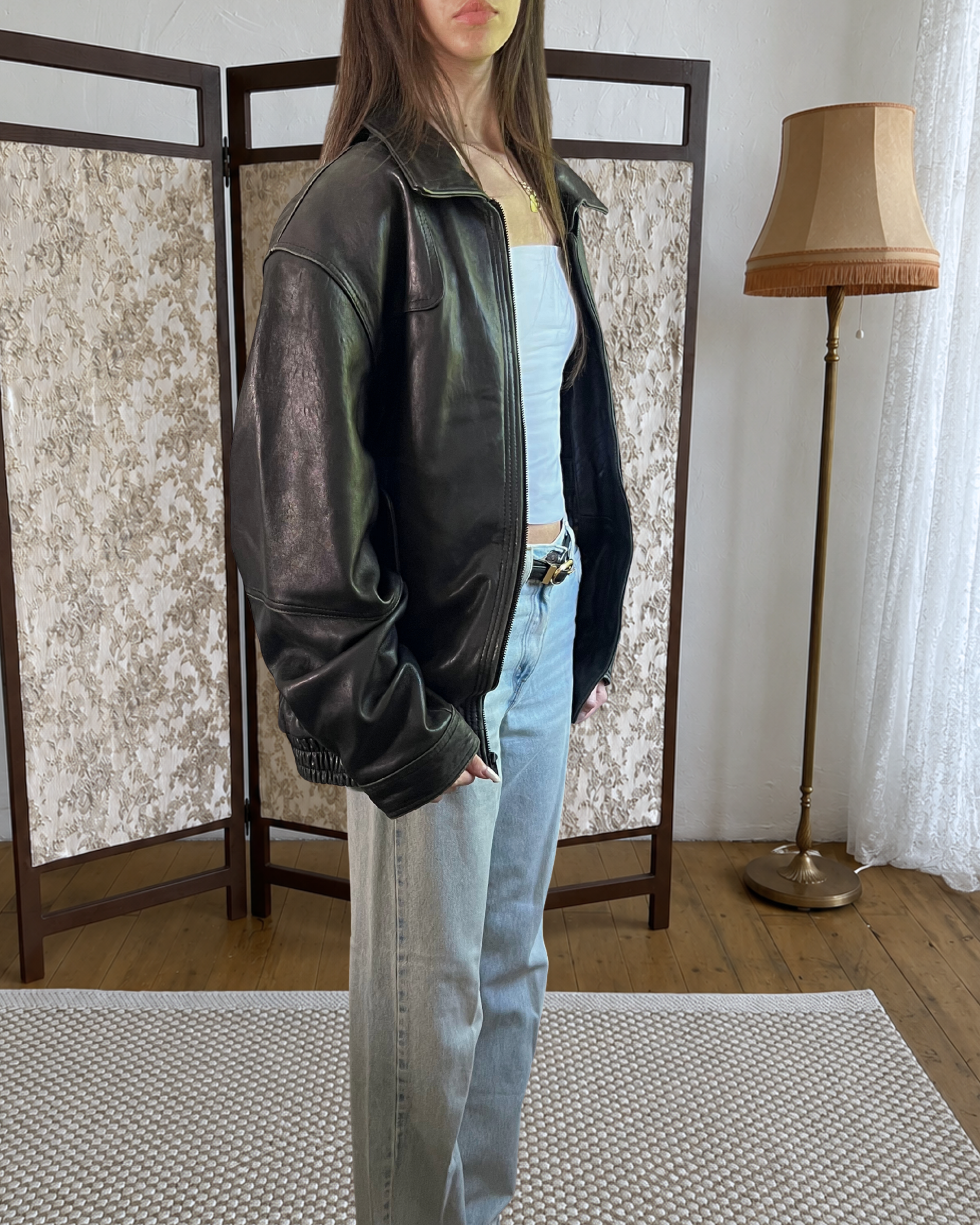 Daisy Leather Bomber