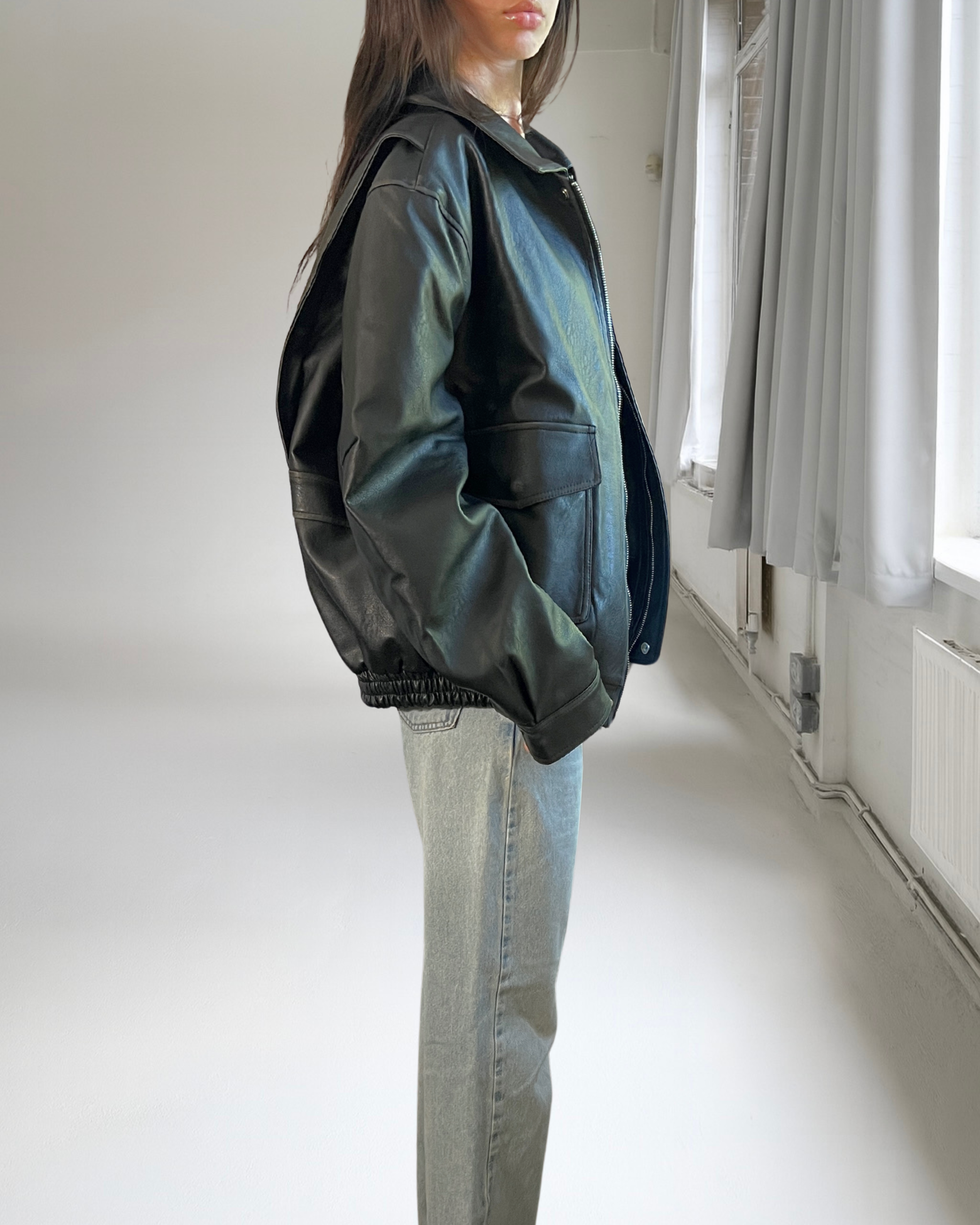 BLK Vegan Leather Bomber