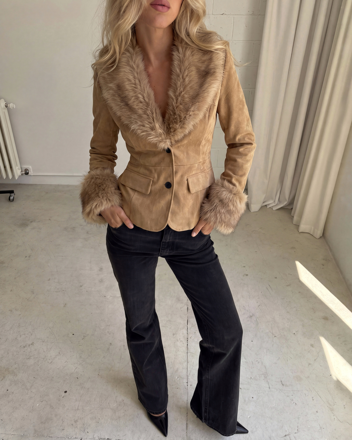 Lala Fur Trim Blazer