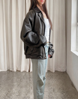 Daisy Leather Bomber
