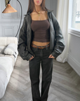 Rosie Leather Bomber