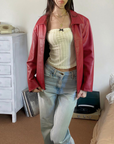 Red Claiborne Leather Jacket