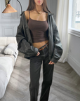 Rosie Leather Bomber
