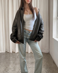 Niki Leather Bomber