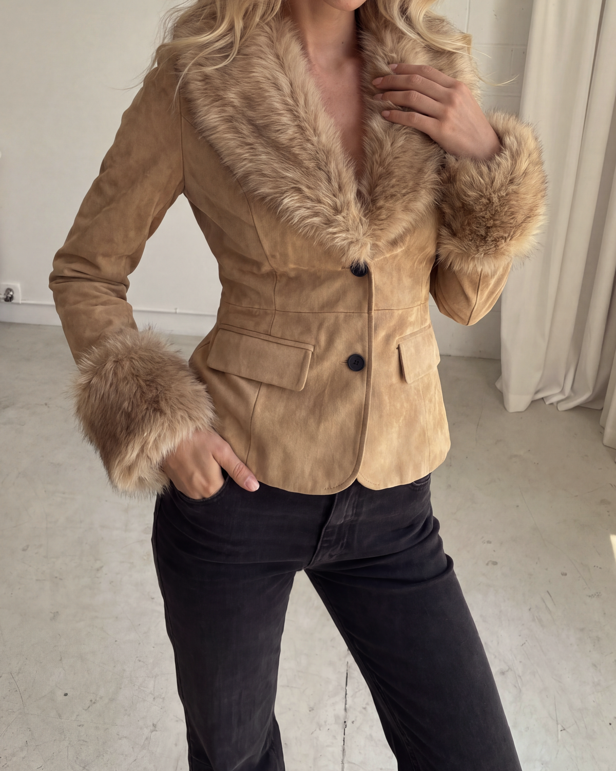 Lala Fur Trim Blazer