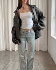 Daisy Leather Bomber