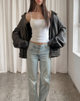 Daisy Leather Bomber