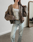 Addie Leather Bomber