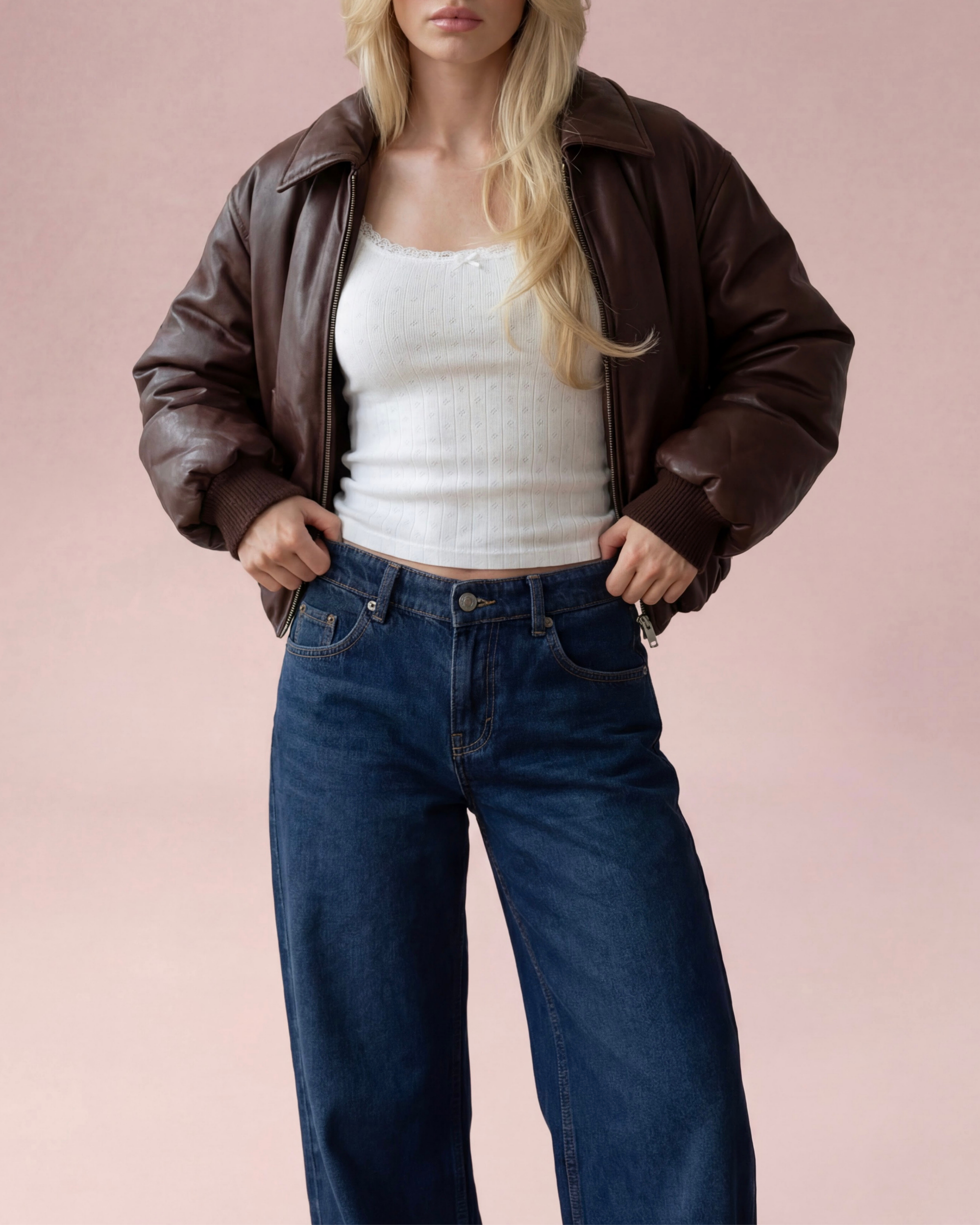 Black Puff Leather Bomber