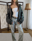 Carol Leather Bomber