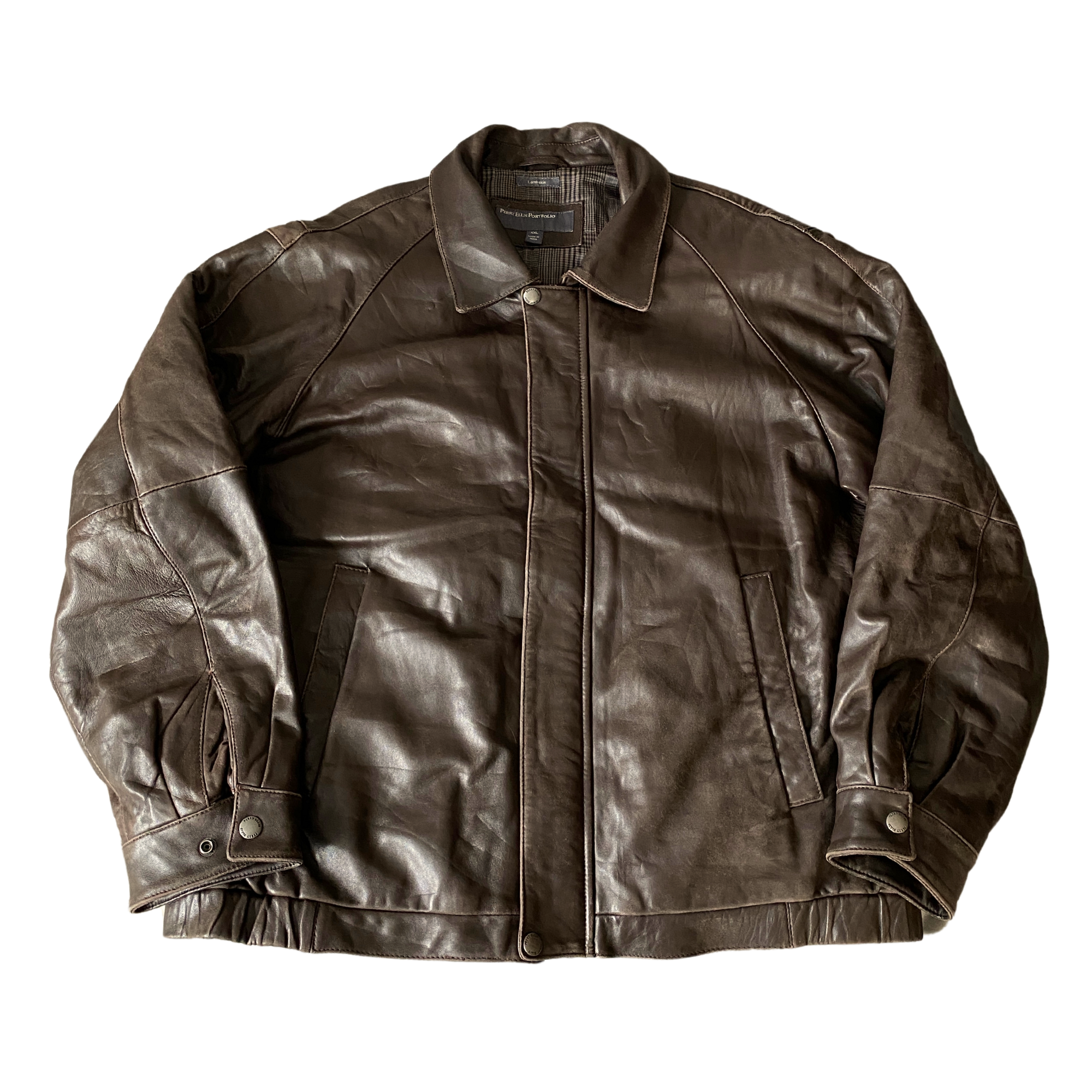 Perry Ellis Leather Bomber