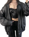 Pearl Leather Bomber