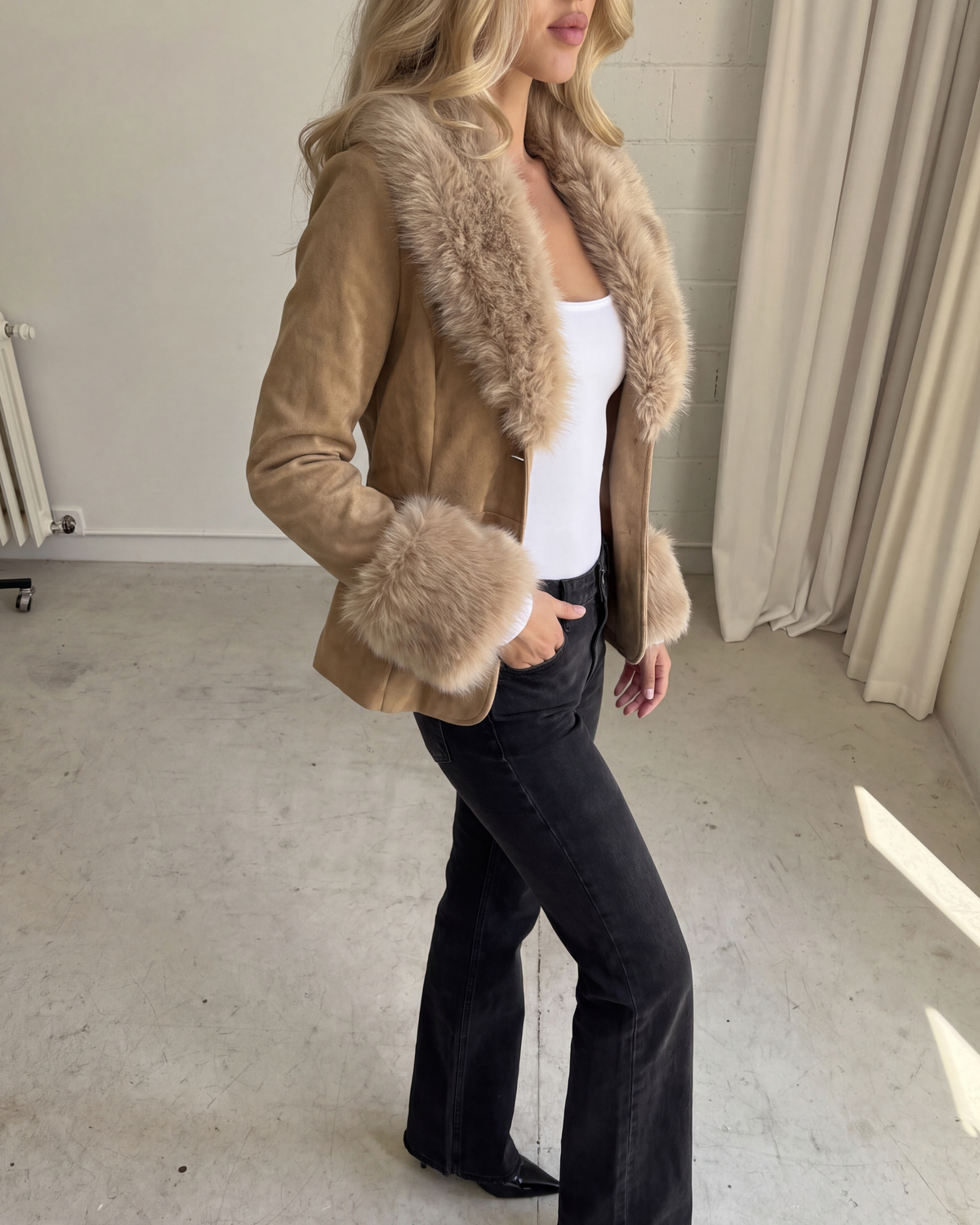 Lala Fur Trim Blazer